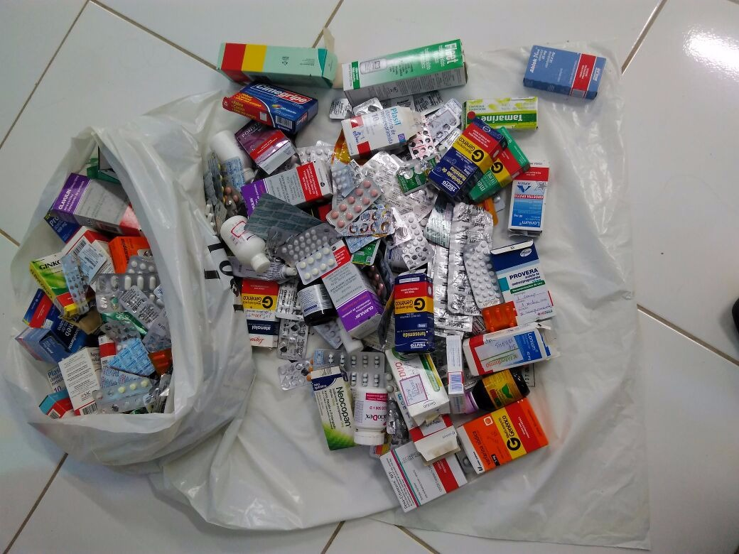 Medicamentos depositados no ponto de coleta da UBS de São Miguel da Boa Vista